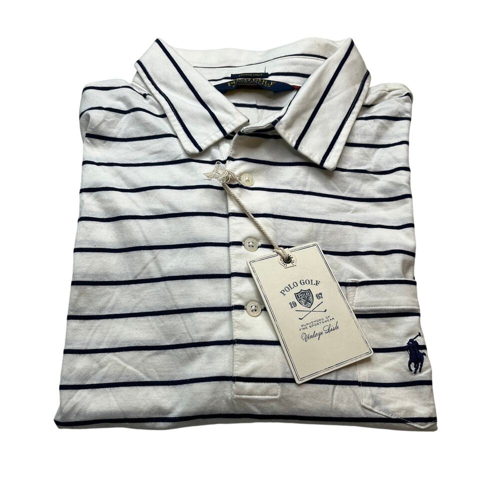 11-17 POLO GOLF RALPH LAUREN Men's Top Polo Stripe White/Navy XL